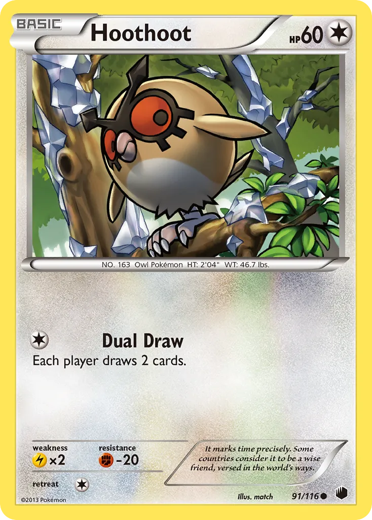 2013 Plasma Freeze Hoothoot Common #091/116 Common card image