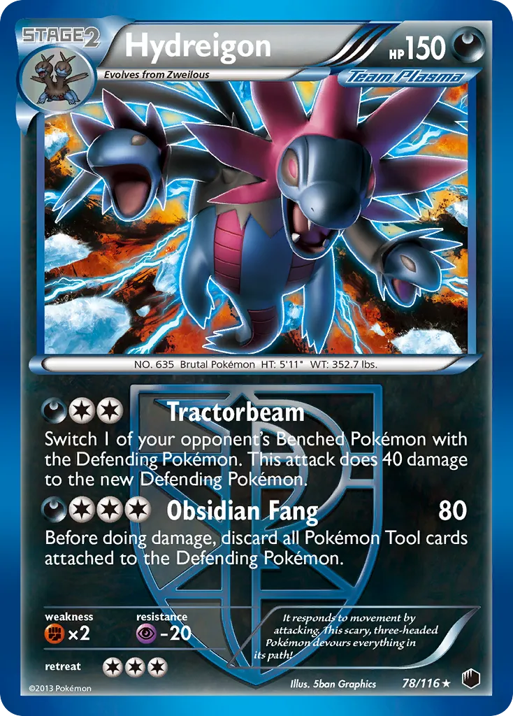 2013 Plasma Freeze Hydreigon #078/116 Rare Holo card image