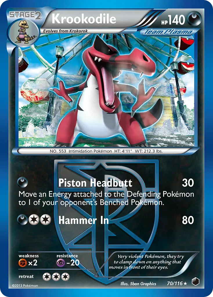 2013 Plasma Freeze Krookodile #070/116 Rare card image