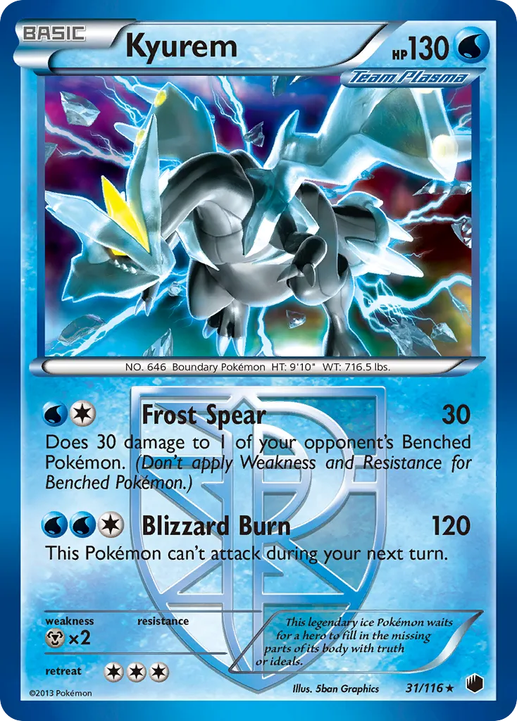 2013 Plasma Freeze Kyurem #031/116 Rare Holo card image