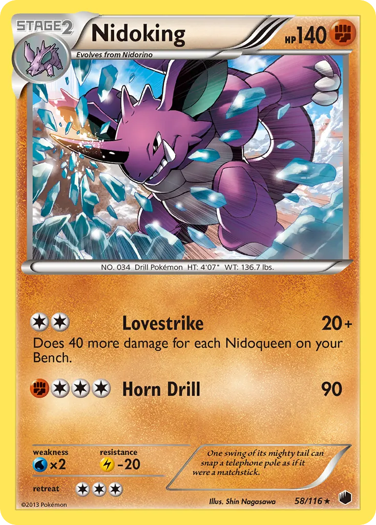2013 Plasma Freeze Nidoking #058/116 Rare card image