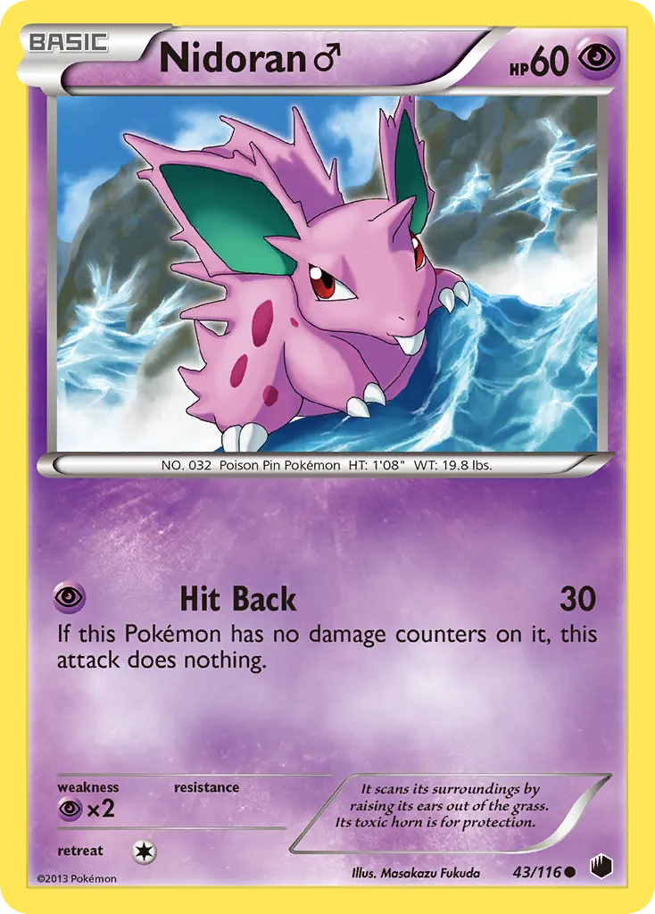 2013 Plasma Freeze Nidoran ♂ #043/116 Common card image