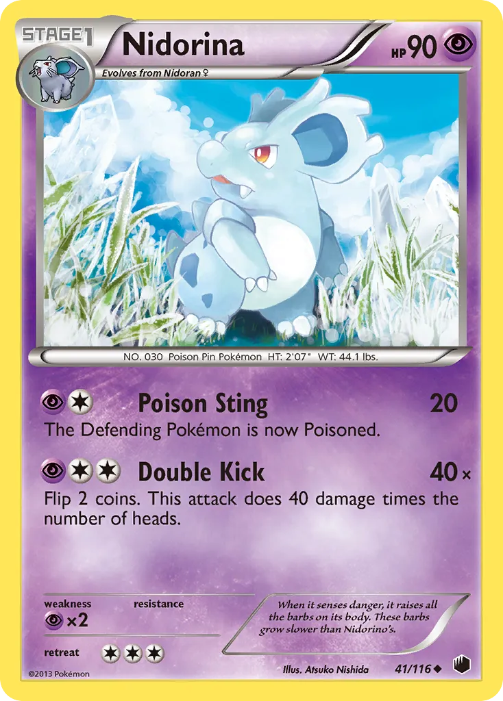2013 Plasma Freeze Nidorina #041/116 Uncommon card image
