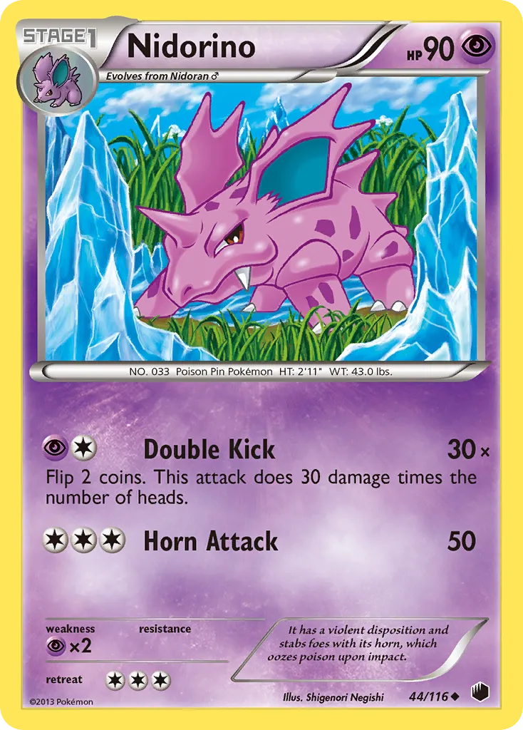 2013 Plasma Freeze Nidorino #044/116 Uncommon card image
