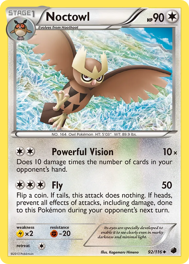 2013 Plasma Freeze Noctowl #092/116 Uncommon card image