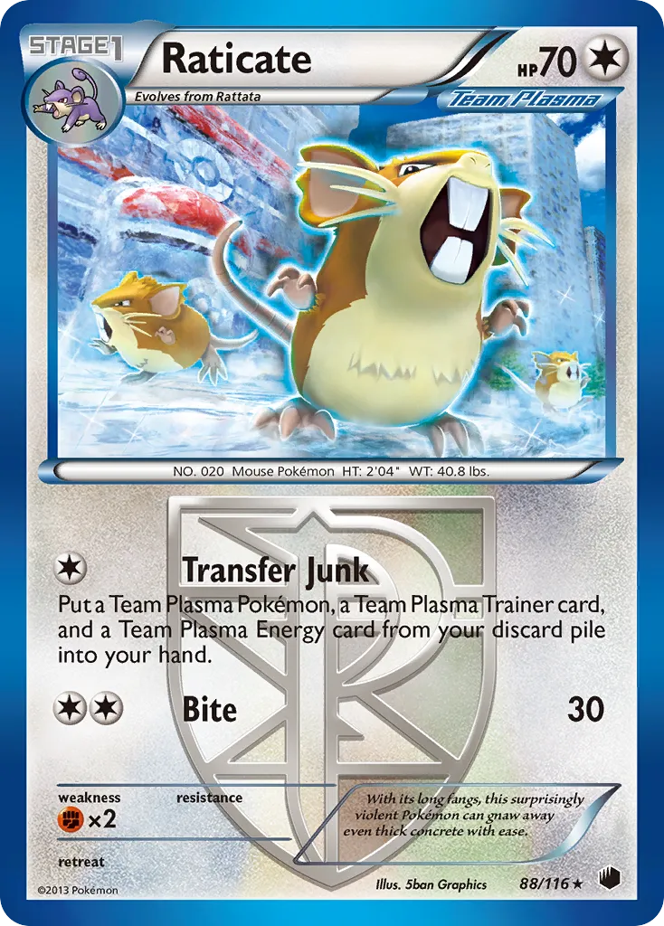 2013 Plasma Freeze Raticate #088/116 Rare card image