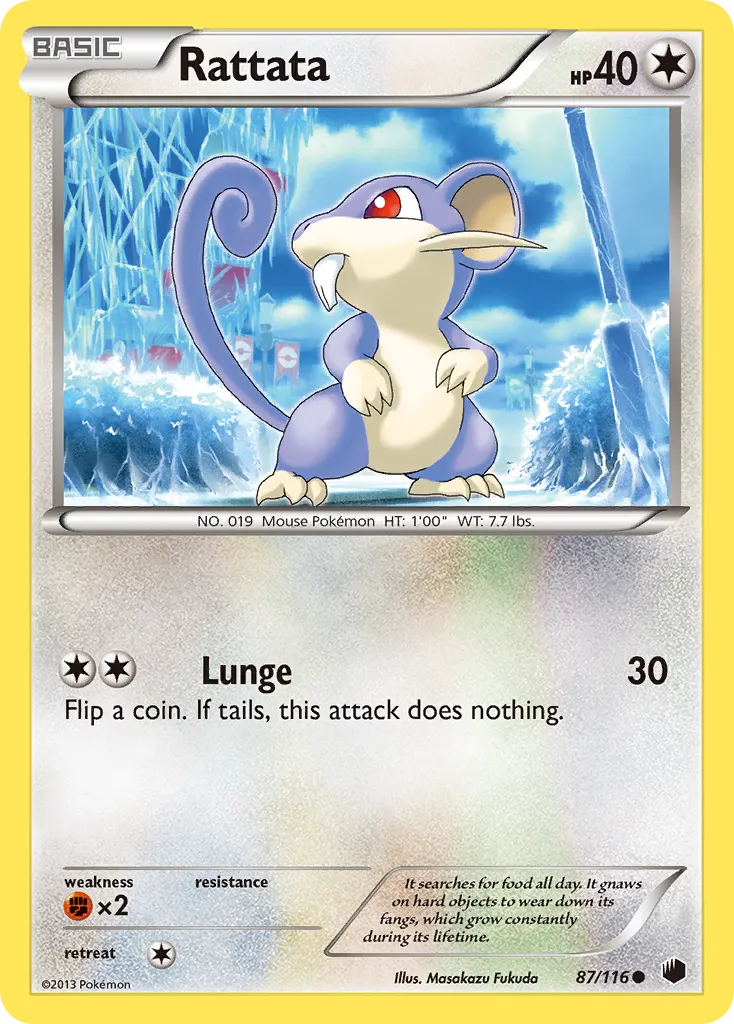 2013 Plasma Freeze Rattata Common #087/116 Common card image