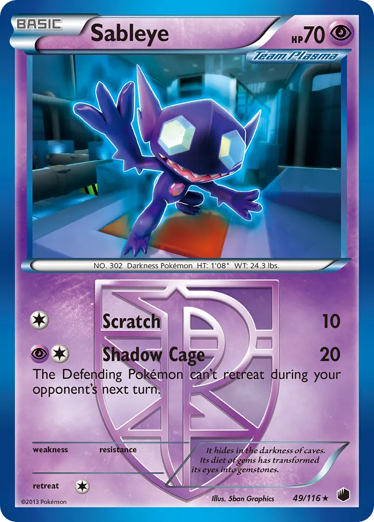 2013 Plasma Freeze Sableye #049/116 Rare card image