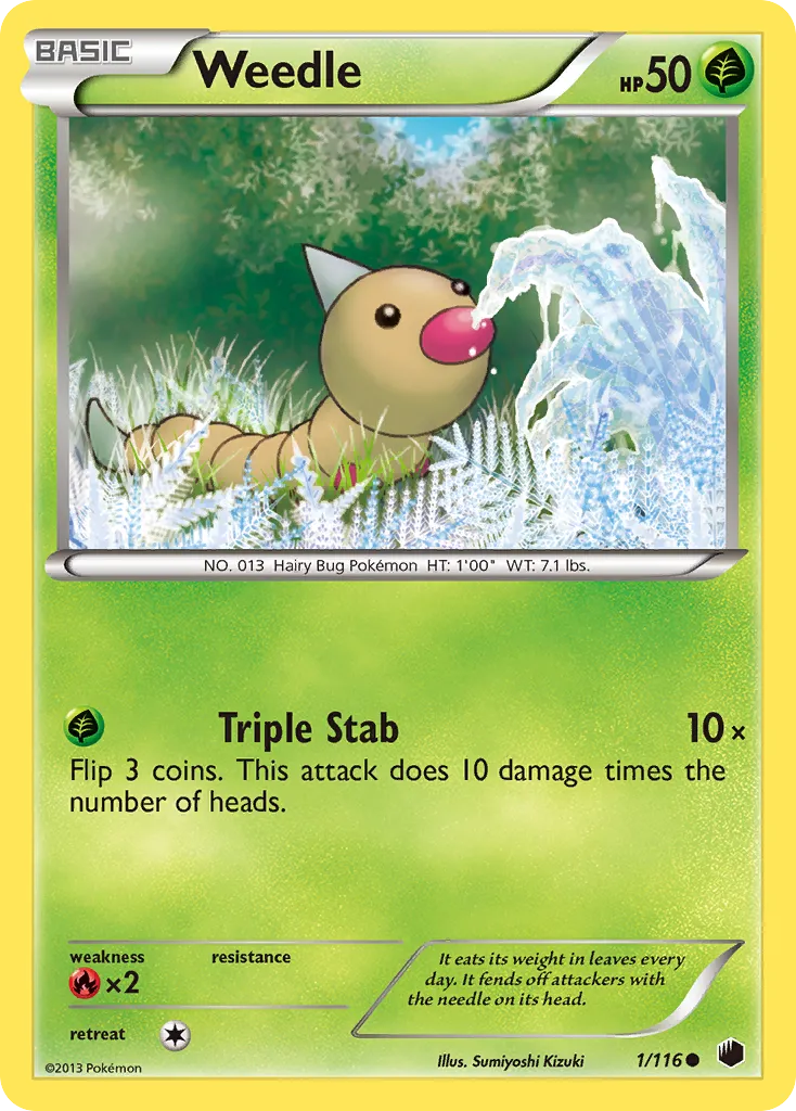 2013 Plasma Freeze Weedle Common #001/116 Common card image