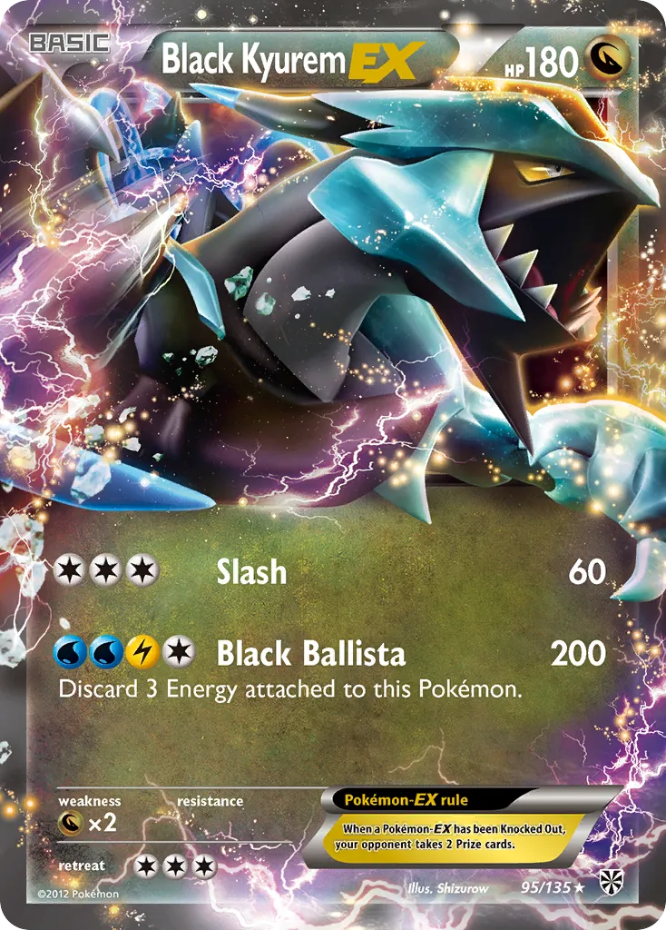 2013 Plasma Storm Black Kyurem-EX #095/135 Rare Holo EX card image