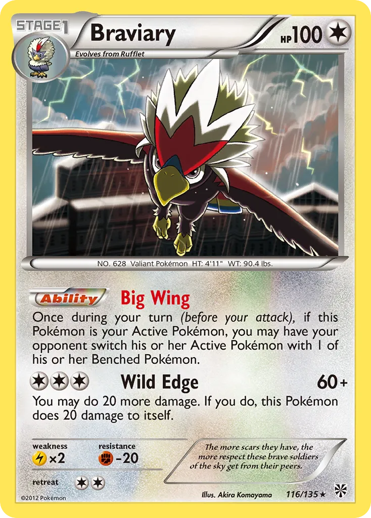 2013 Plasma Storm Braviary Rare #116/135 Rare card image