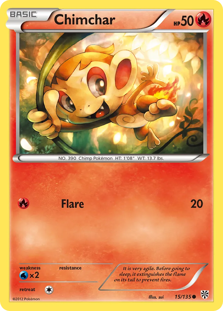 2013 Plasma Storm Chimchar Common #015/135 Common card image