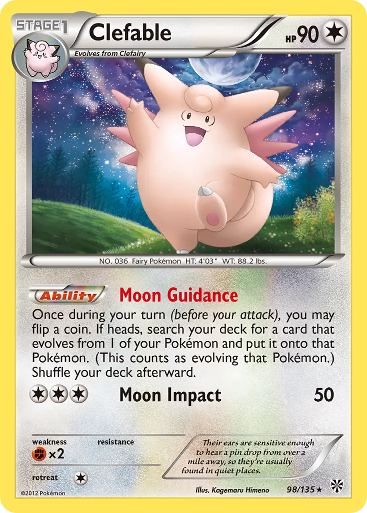 2013 Plasma Storm Clefable Rare #098/135 Rare card image