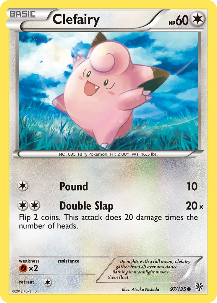 2013 Plasma Storm Clefairy Common #097/135 Common card image