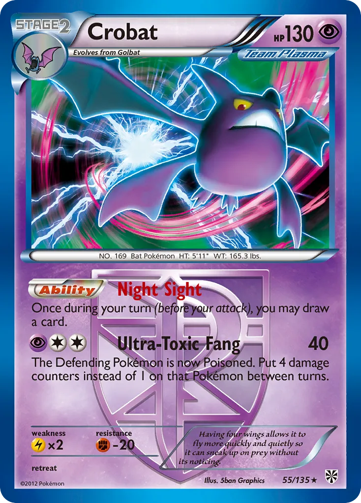 2013 Plasma Storm Crobat #055/135 Rare Holo card image