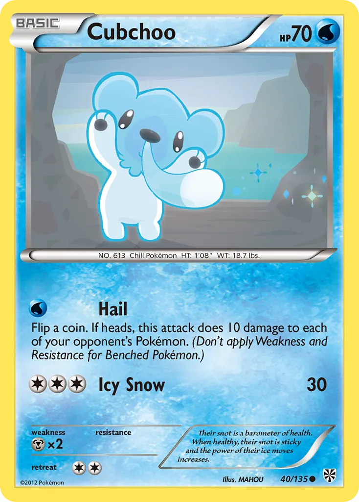 2013 Plasma Storm Cubchoo Common #040/135 Common card image