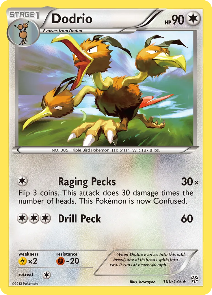 2013 Plasma Storm Dodrio Rare #100/135 Rare card image