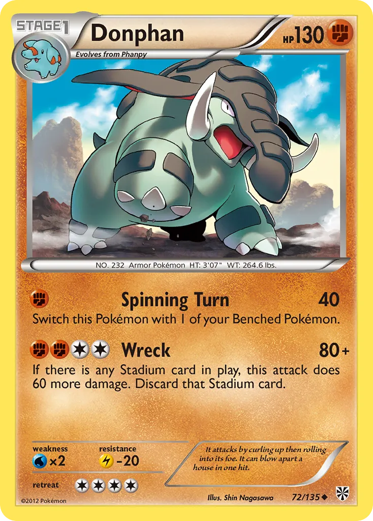 2013 Plasma Storm Donphan Uncommon #072/135 Uncommon card image
