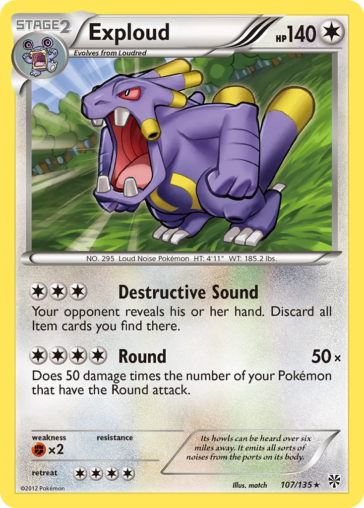 2013 Plasma Storm Exploud Rare #107/135 Rare card image