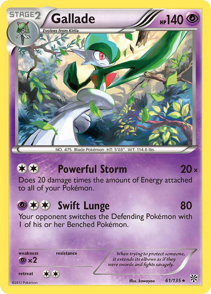 2013 Plasma Storm Gallade #061/135 Rare Holo card image