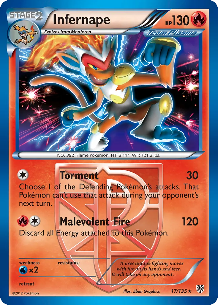 2013 Plasma Storm Infernape #017/135 Rare Holo card image