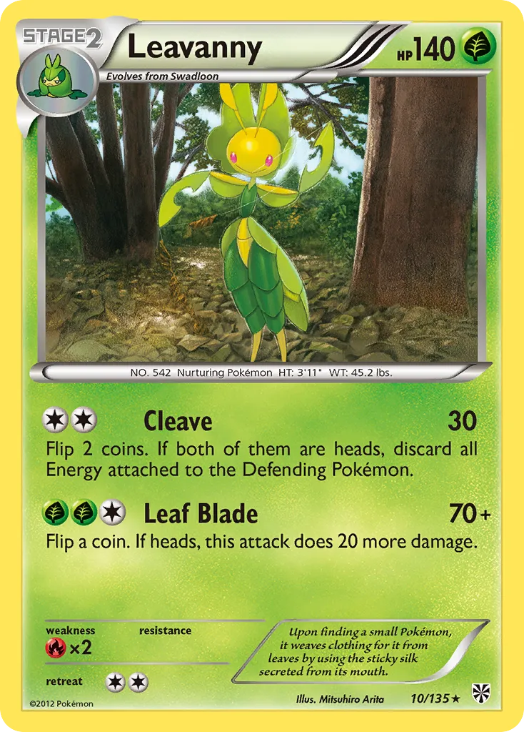 2013 Plasma Storm Leavanny Rare #010/135 Rare card image