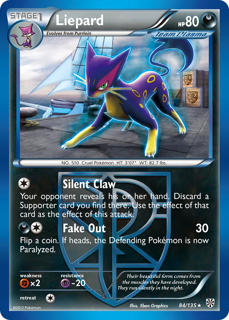 2013 Plasma Storm Liepard Rare #084/135 Rare card image