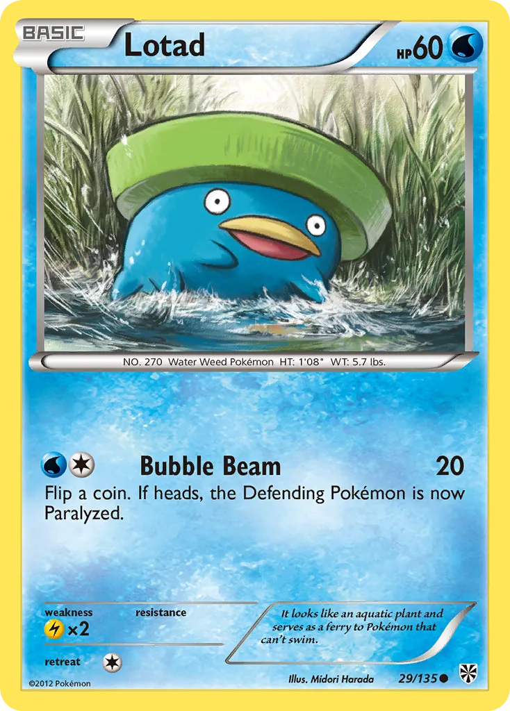 2013 Plasma Storm Lotad #029/135 Common card image
