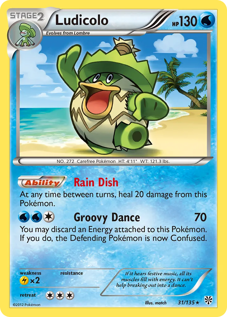 2013 Plasma Storm Ludicolo Rare #031/135 Rare card image