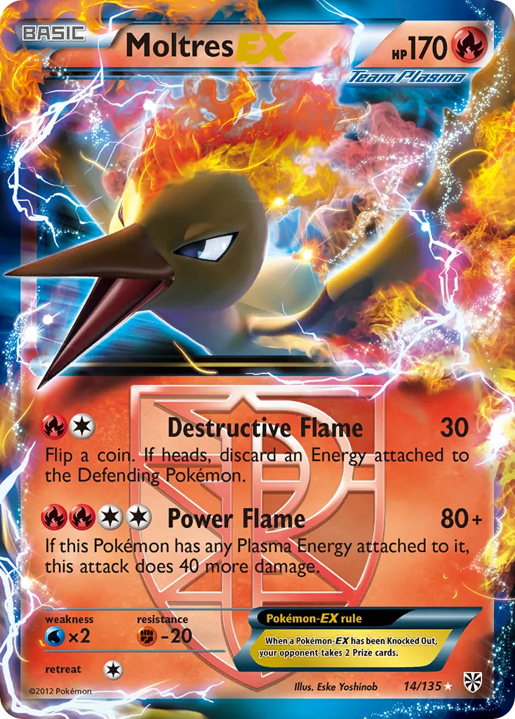 2013 Plasma Storm Moltres-EX #014/135 Rare Holo EX card image