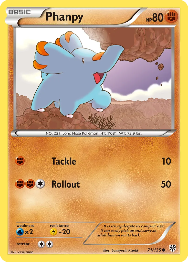 2013 Plasma Storm Phanpy Common #071/135 Common card image