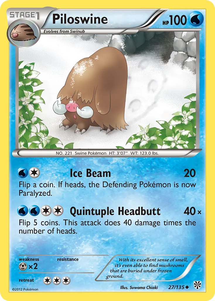 2013 Plasma Storm Piloswine Uncommon #027/135 Uncommon card image