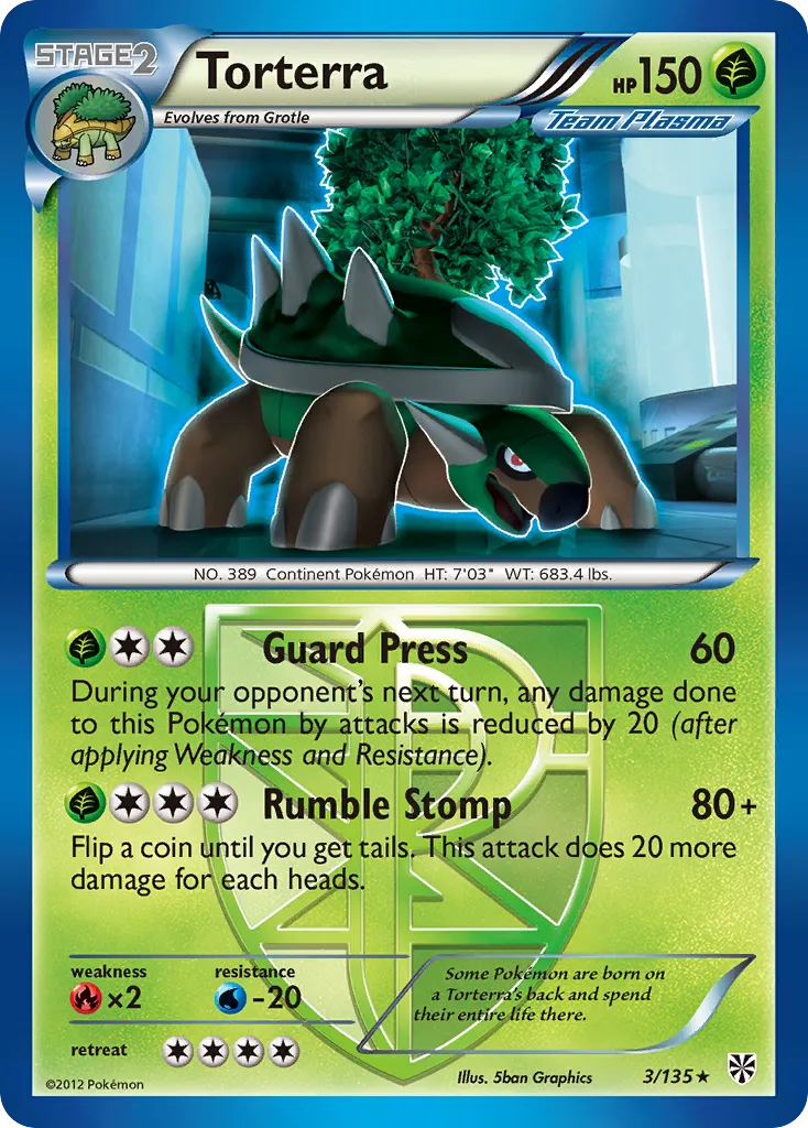 2013 Plasma Storm Torterra Rare #003/135 Rare card image