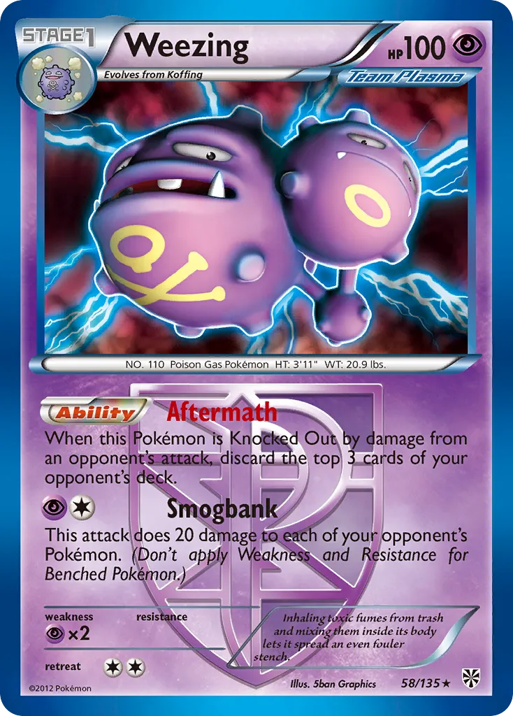 2013 Plasma Storm Weezing #058/135 Rare Holo card image