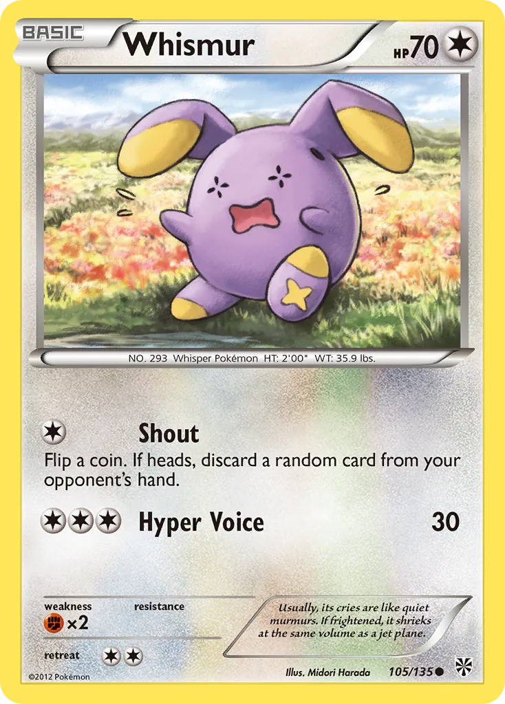 2013 Plasma Storm Whismur Common #105/135 Common card image