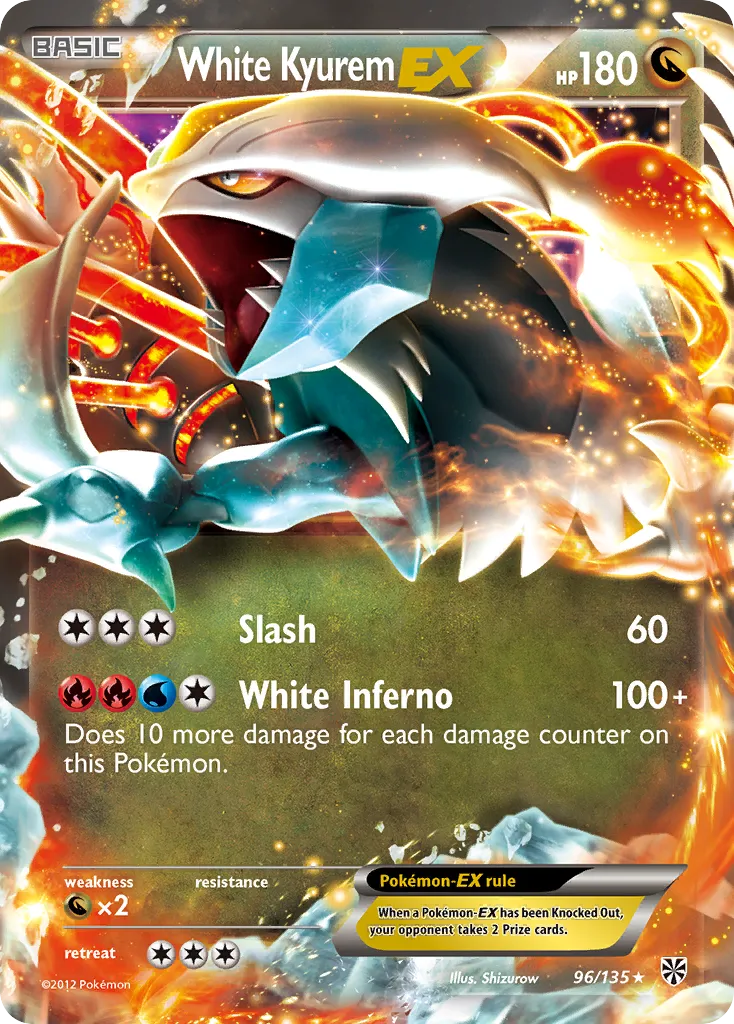 2013 Plasma Storm White Kyurem-EX #096/135 Rare Holo EX card image