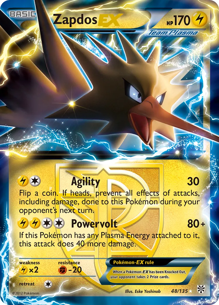 2013 Plasma Storm Zapdos-EX #048/135 Rare Holo EX card image