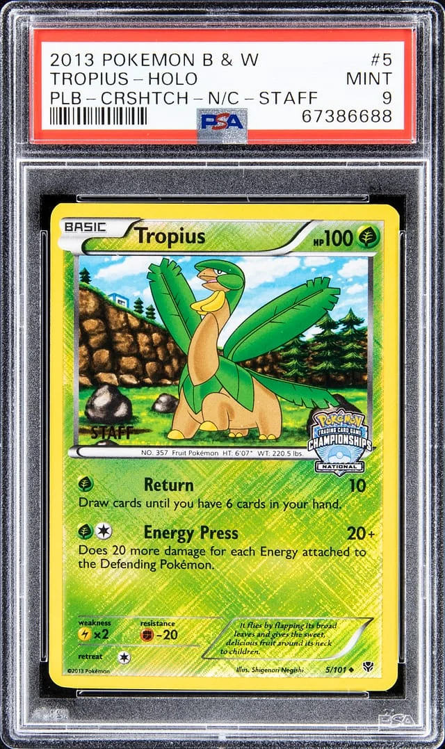 2013 Pokemon Black & White Plasma Blast Championships Staff Cross-Stitch Holofoil Tropius #5 card image