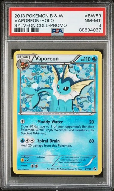2013 Pokemon Black & White Promo Sylveon Collection Vaporeon-Holo #Bw89 card image