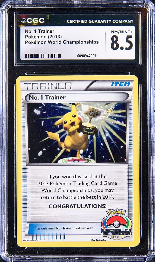 2013 Pokemon World Championships No. Trainer Trophy Pikachu #1 card image