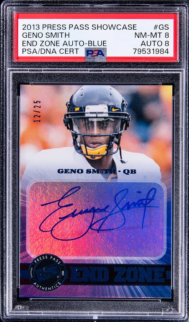 2013 Press Pass Showcase End Zone Autograph Blue Geno Smith #GS card image