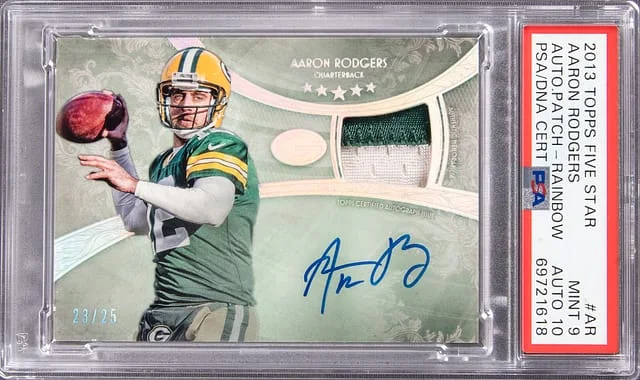 2013 Topps Aaron Rodgers Five Star Signatures Patch Rainbow #FSSP-AR card image