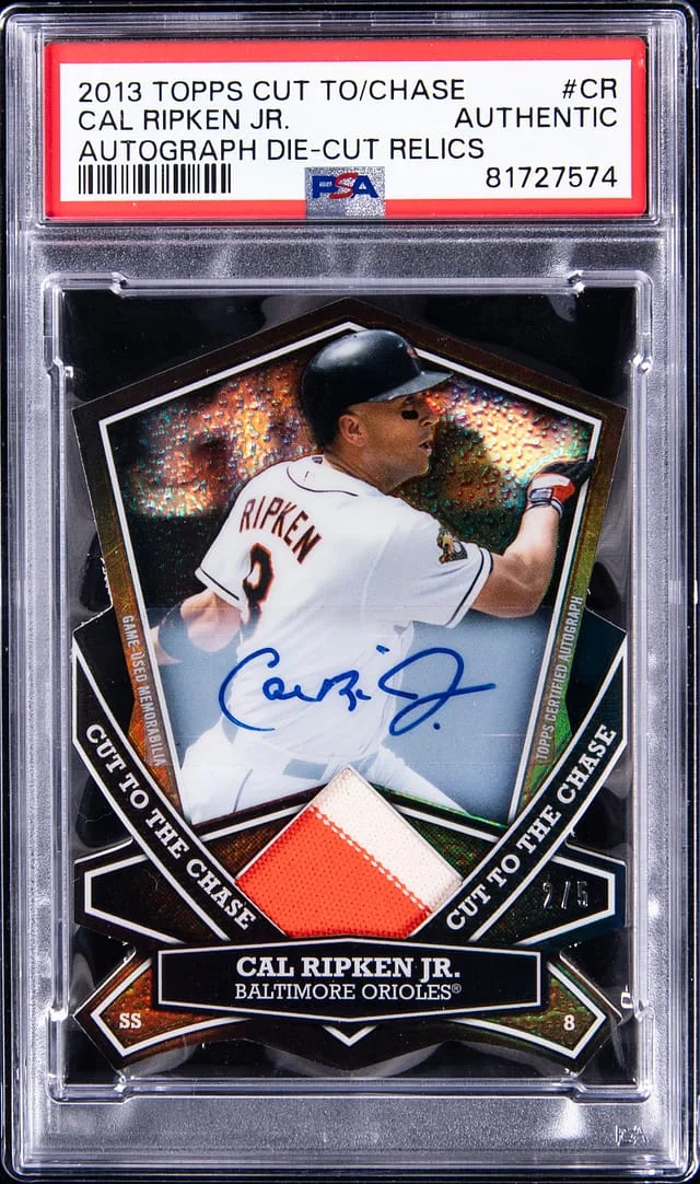 2013 Topps Cal Ripken Jr. Cut To The Chase Autograph Die-Cut Relic #CTCAR-CR card image