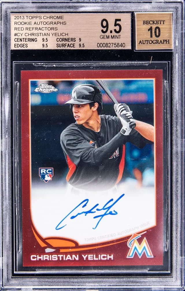2013 Topps Chrome Christian Yelich Autographs Red Refractors #CY card image