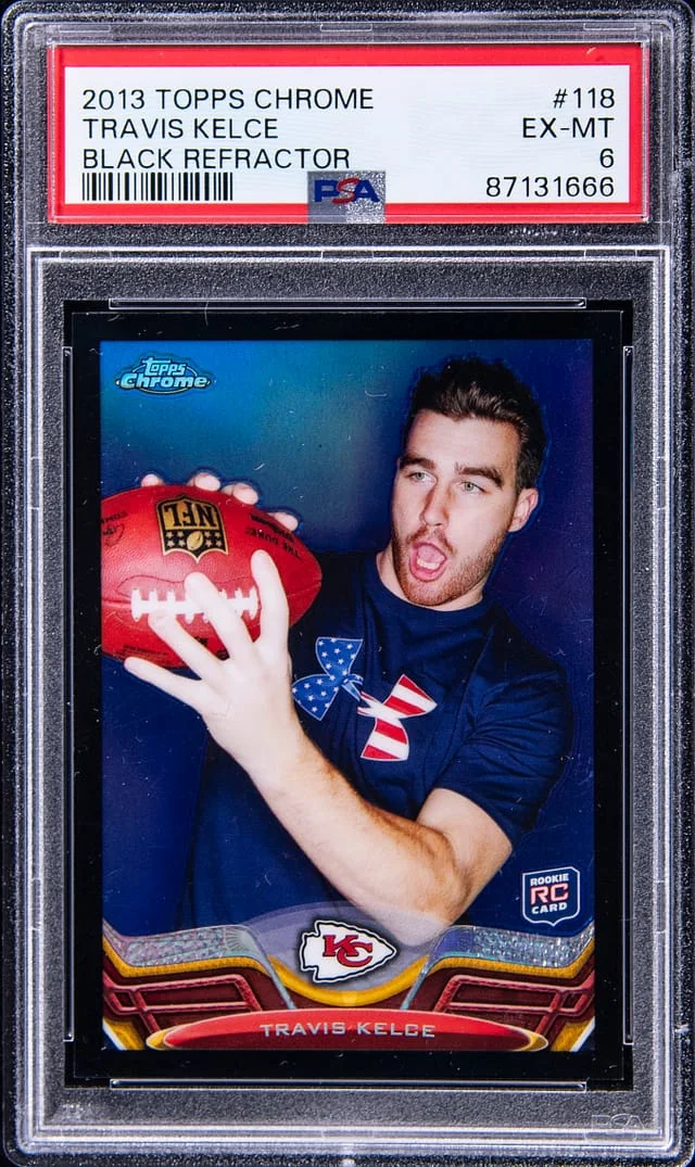 2013 Topps Chrome Football Travis Kelce - PSAEX-MT 6 Black Refractor #118 card image