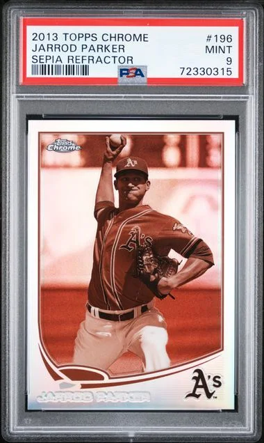 2013 Topps Chrome Jarrod Parker Sepia Refractor #196 card image