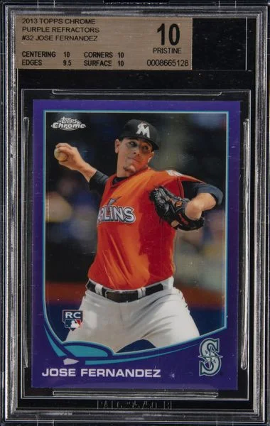 2013 Topps Chrome Jose Fernandez Purple Refractors #32 card image