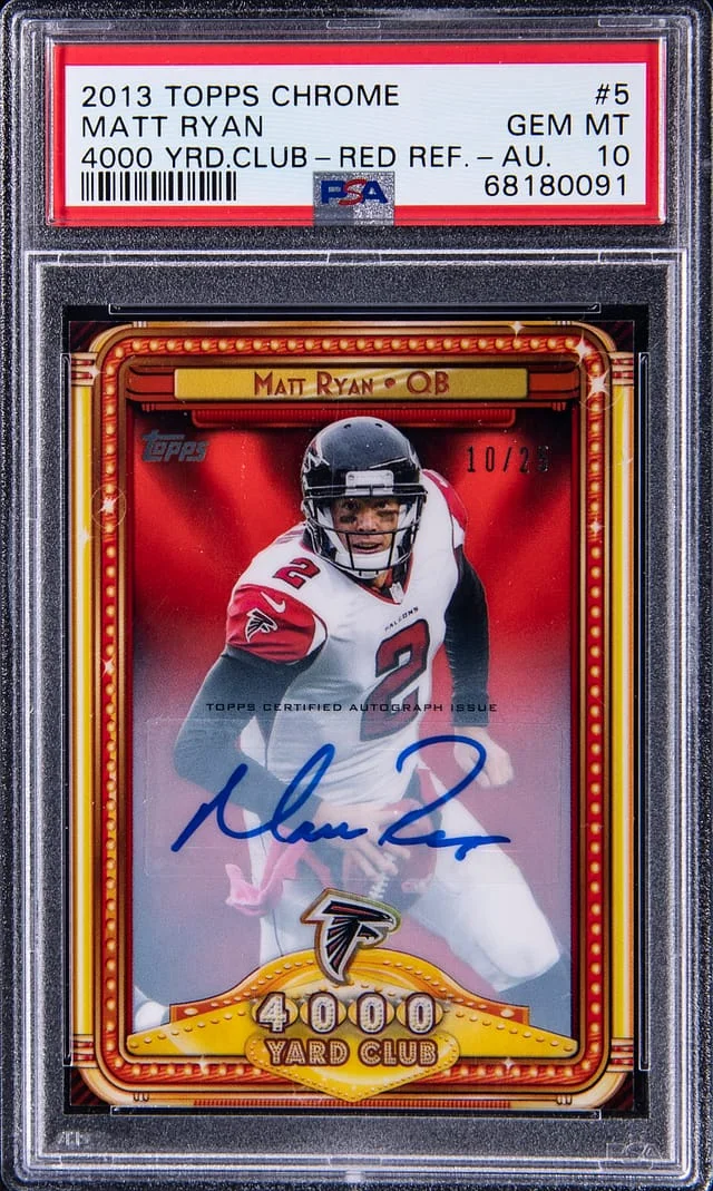 2013 Topps Chrome Matt Ryan 4000 Yard Club Red Refractor Autograph #5 card image