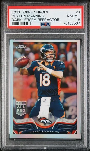 2013 Topps Chrome Peyton Manning, Dark Refractor #1 card image