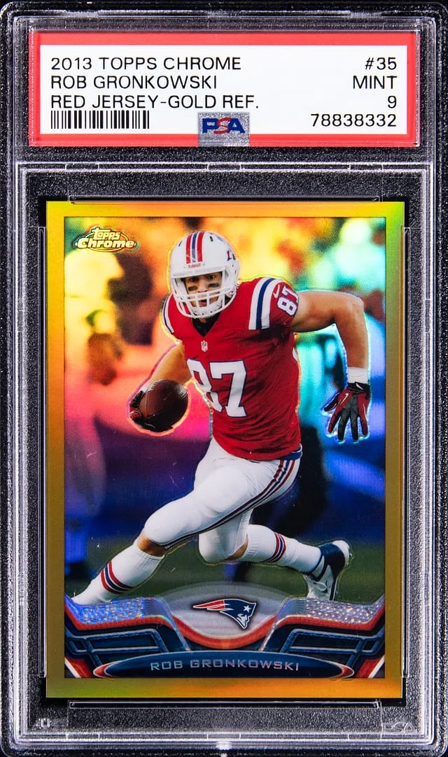 2013 Topps Chrome Rob Gronkowski, Red Gold Refractor #35 card image
